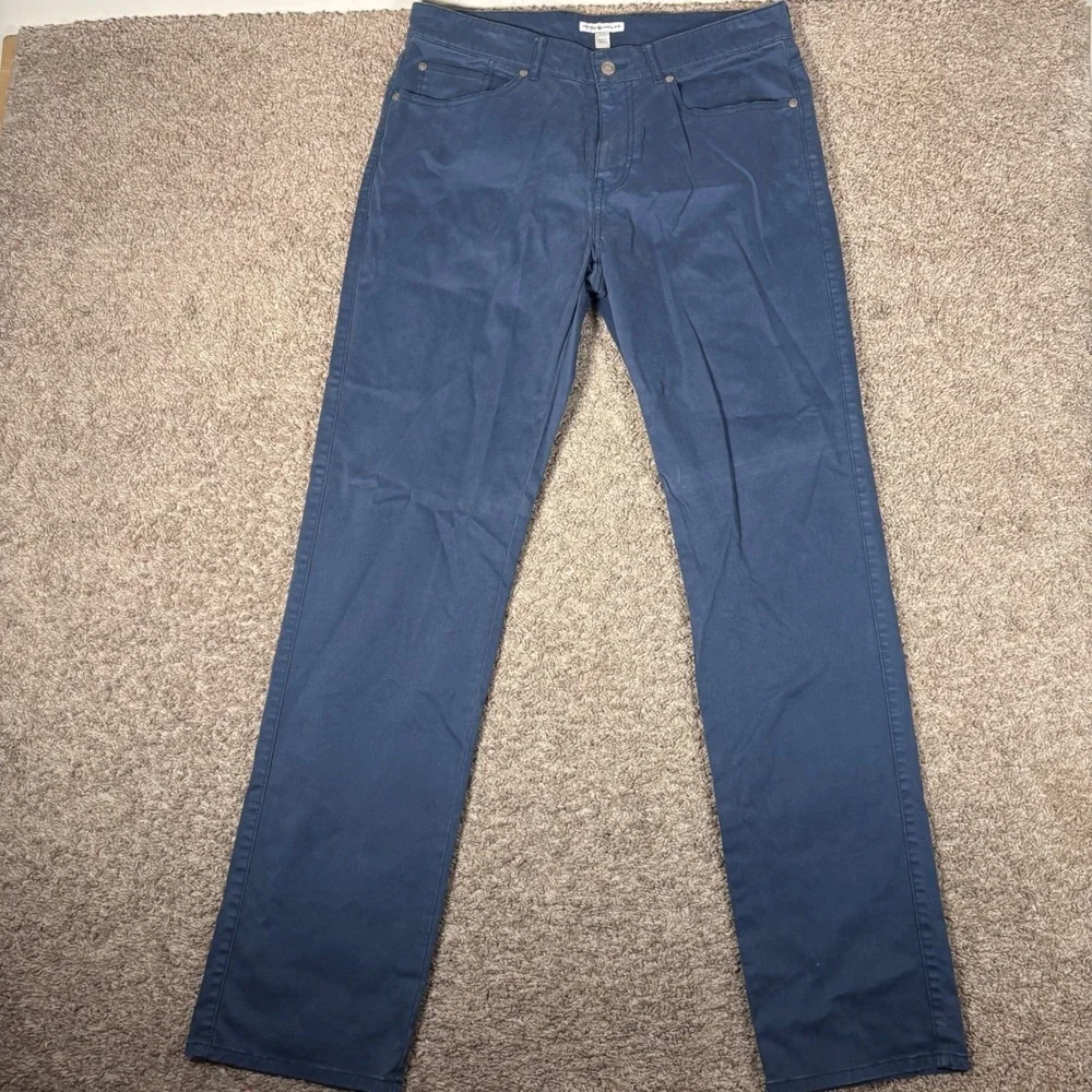 Peter Millar Mens 34x34 Navy Blue 5-Pocket Sateen Straight Leg Pants MS15B93